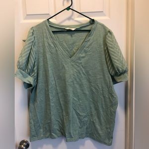 Mint Green V-neck with Decorative Sleeves